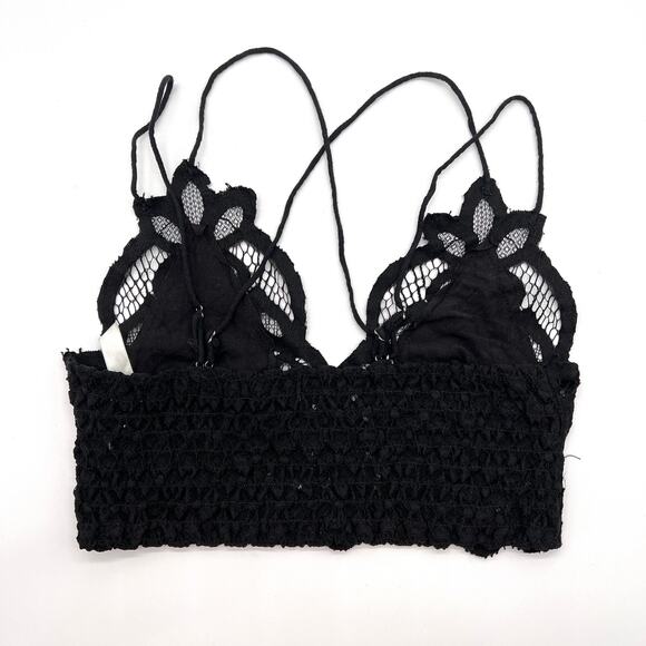 FREE PEOPLE Adella Bra Womens Small Black Lace Strappy Criss Cross Bralette Tri - Picture 5 of 13